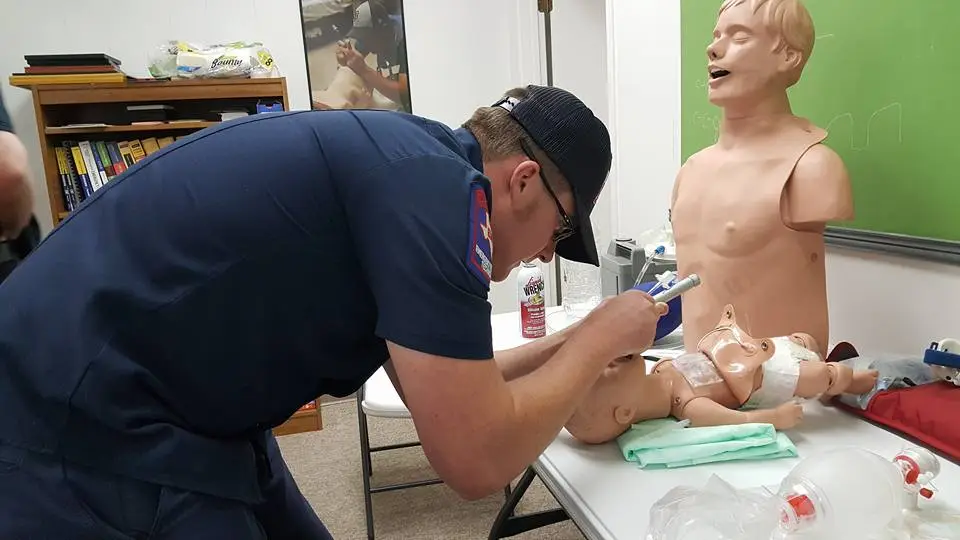 entry level EMS student practicing skills